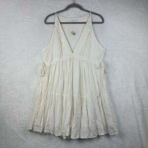 Stolen Hearts Womens‎ Top Shirt Large White sleeveless Side Tie Adjustable Linen